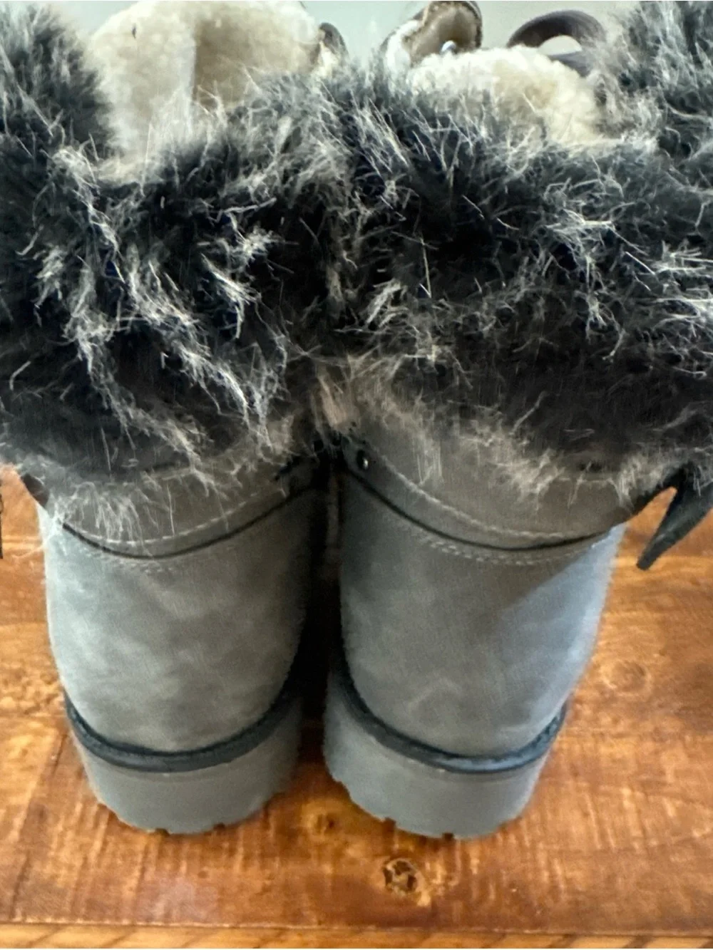 Apres by Lami Women's Gray Faux-Fur Lace-Up Winter Boots Size 10